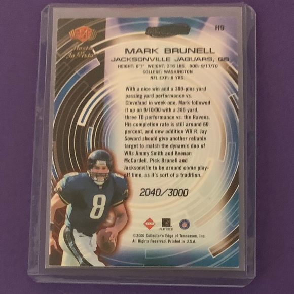 Mark Brunnel #H9 2000 Collector's Edge La Vista 2040/3000 Football Trading Card - Picture 2 of 2